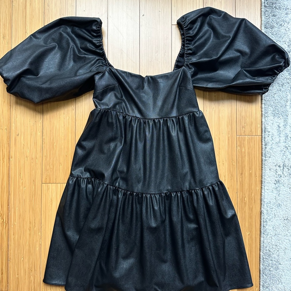 Amanda Uprichard Black Leather Mini Dress | Size XS